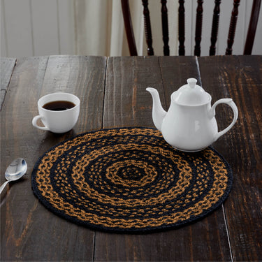 Black & Tan Jute Braided Trivet 15